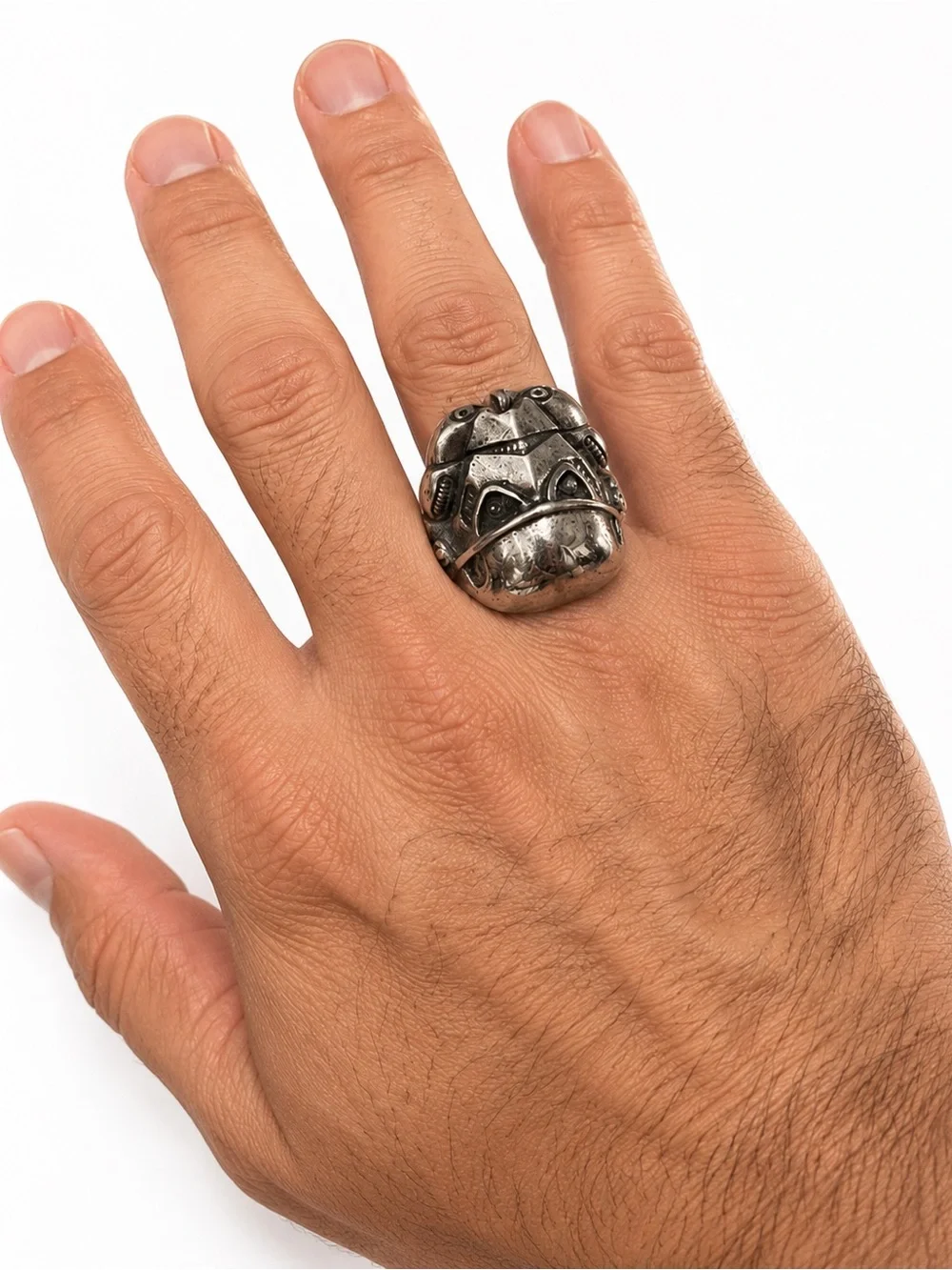 Men’s Titanium‎ Steel Interstellar Design Ring Size 9 Silver Tone Statement Ring